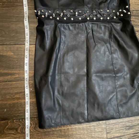 Black Faux Leather Studded One-Shoulder Dress - Picture 10 of 10